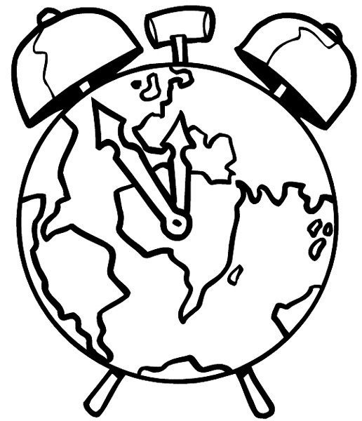 Earth depicted as an alarm clock vinyl sticker. Customize on line. Environment Pollution Conservation 034-0193